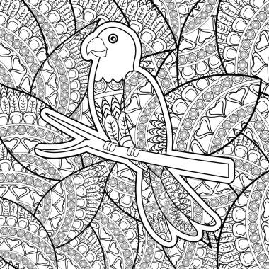 Hayvan tasarımı. Yetişkin renklendirme kavramı. Beyaz arka plan