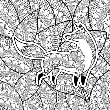 Hayvan tasarımı. Yetişkin renklendirme kavramı. Beyaz arka plan