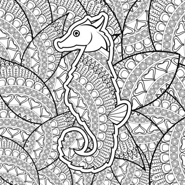 Hayvan tasarımı. Yetişkin renklendirme kavramı. Beyaz arka plan