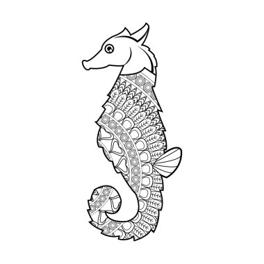 Hayvan tasarımı. Yetişkin renklendirme kavramı. Beyaz arka plan