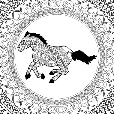 Hayvan tasarımı. Yetişkin renklendirme kavramı. Beyaz arka plan