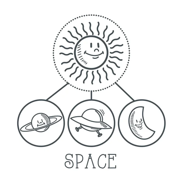 Design di icone scarabocchiare. icona dello spazio. disegnare concetto — Vettoriale Stock