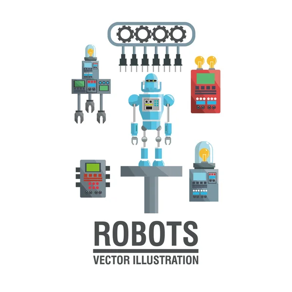 การออกแบบหุ่นยนต์ แนวคิดอุตสาหกรรม ไอคอนของมนุษย์ — ภาพเวกเตอร์สต็อก