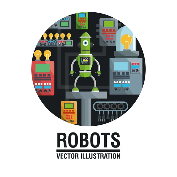 Diseño de robots. concepto de industria. icono humanoide — Vector de stock