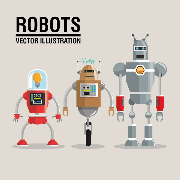 Projeto de conjunto de robôs. Conceito de tecnologia. ícone humanóide —  Vetores de Stock
