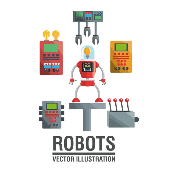 Diseño de robots. concepto de industria. icono humanoide — Vector de stock