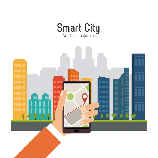 Smart City Design. Social-Media-Ikone. Technologiekonzept — Stockvektor