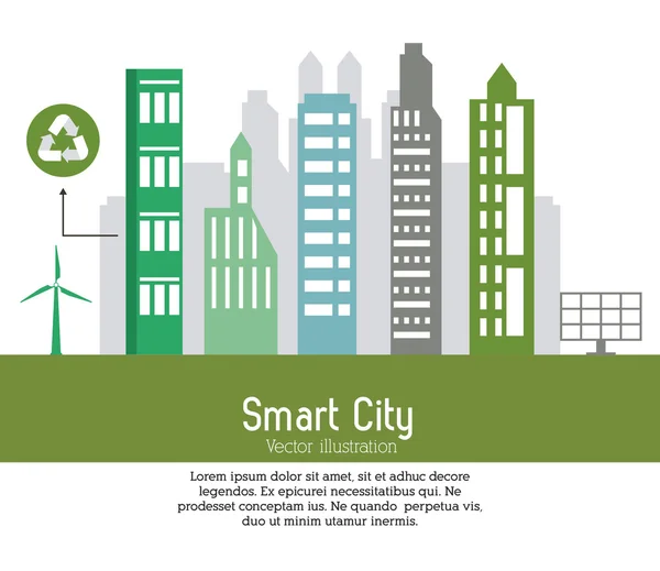 Smart City Design. Social-Media-Ikone. Technologiekonzept — Stockvektor