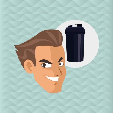 Sağlıklı bir yaşam tarzı. çizgi film adam tasarım. vücut geliştirme kavramı