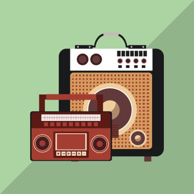 Müzik simgesi. Retro kavramı. Düz illüstrasyon, düzenlenebilir vektör