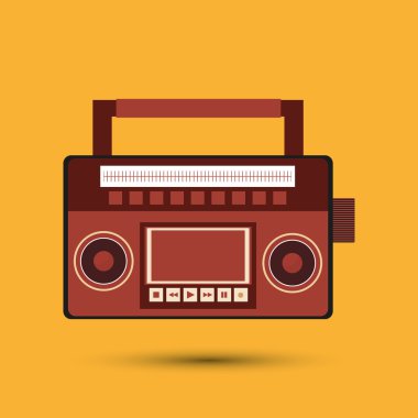 Müzik simgesi. Retro kavramı. Düz illüstrasyon, düzenlenebilir vektör