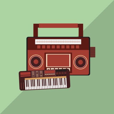 Müzik simgesi. Retro kavramı. Düz illüstrasyon, düzenlenebilir vektör