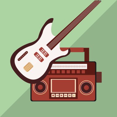 Müzik simgesi. Retro kavramı. Düz illüstrasyon, düzenlenebilir vektör