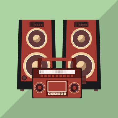 Müzik simgesi. Retro kavramı. Düz illüstrasyon, düzenlenebilir vektör