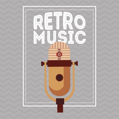 Müzik simgesi. Retro kavramı. Düz illüstrasyon, düzenlenebilir vektör