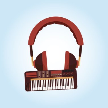 Müzik simgesi. Retro kavramı. Düz illüstrasyon, düzenlenebilir vektör