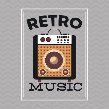 Müzik simgesi. Retro kavramı. Düz illüstrasyon, düzenlenebilir vektör