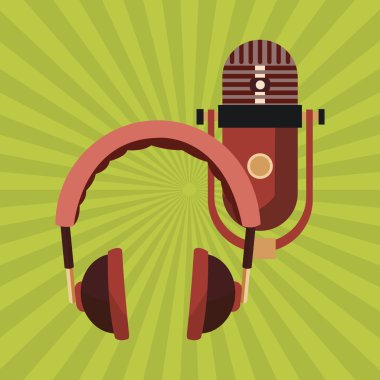 Müzik simgesi. Retro kavramı. Düz illüstrasyon, düzenlenebilir vektör