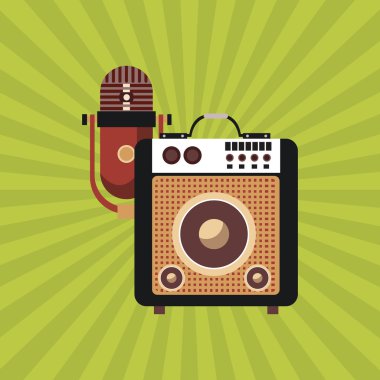 Müzik simgesi. Retro kavramı. Düz illüstrasyon, düzenlenebilir vektör