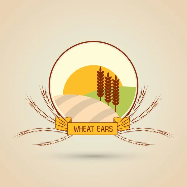 Icono de trigo. diseño del paisaje. Concepto agrícola — Vector de stock