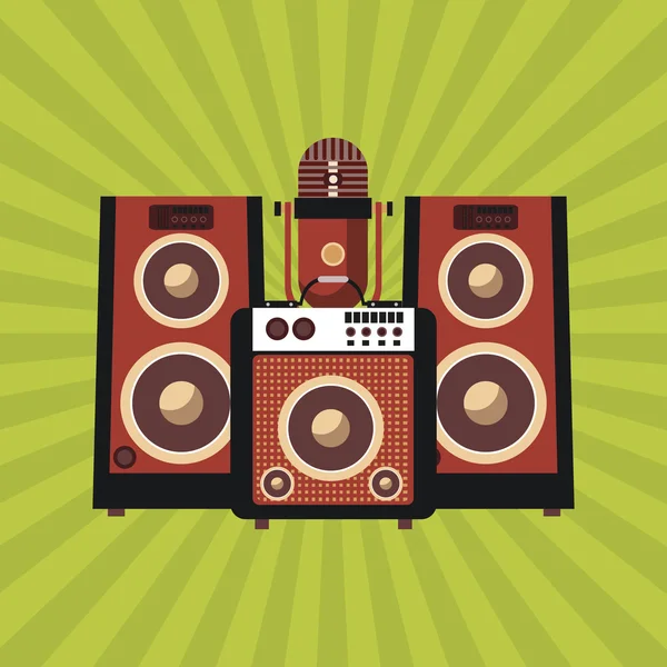 Müzik simgesi. Retro kavramı. Düz illüstrasyon, düzenlenebilir vektör