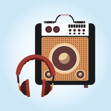 Müzik simgesi. Retro kavramı. Düz illüstrasyon, düzenlenebilir vektör