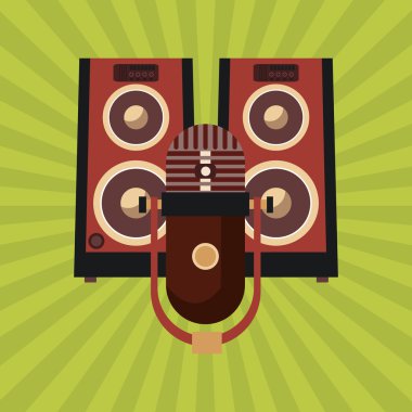 Müzik simgesi. Retro kavramı. Düz illüstrasyon, düzenlenebilir vektör