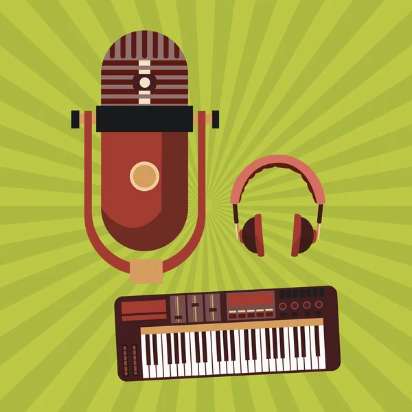 Müzik simgesi. Retro kavramı. Düz illüstrasyon, düzenlenebilir vektör