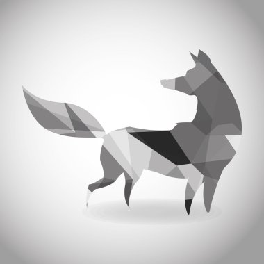 Hayvan tasarımı. Çokgen kavramı. Şekil ve Origami kutsal kişilerin resmi, vektör çizim