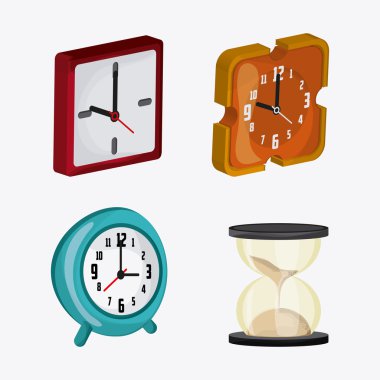 Saat tasarımı. Beyaz arka plan. zaman kavramı, vektör çizim