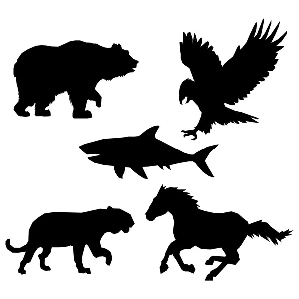 Animal Design. Silhouettenkonzept, Tiersammlung, Vektorillustration — Stockvektor