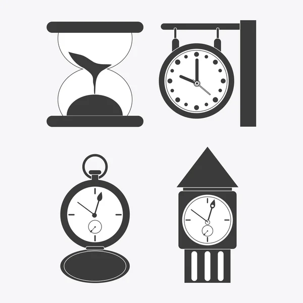 Diseño del reloj. fondo blanco. concepto de tiempo, ilustración vectorial — Vector de stock