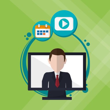 İş kavramı. bilgisayar kutsal kişilerin resmi. iletişim kavramı