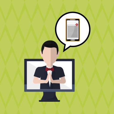 İş kavramı. bilgisayar kutsal kişilerin resmi. iletişim kavramı