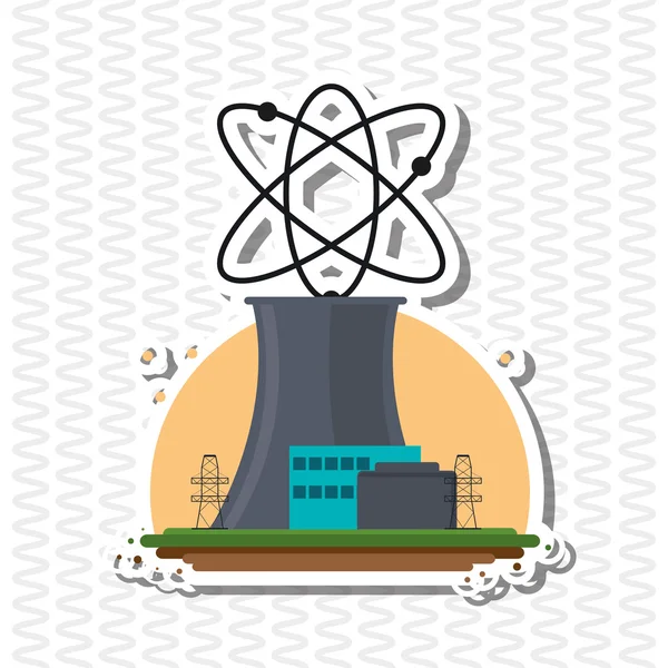 原子力発電所の工場、産業デザインのコンセプト — ストックベクタ