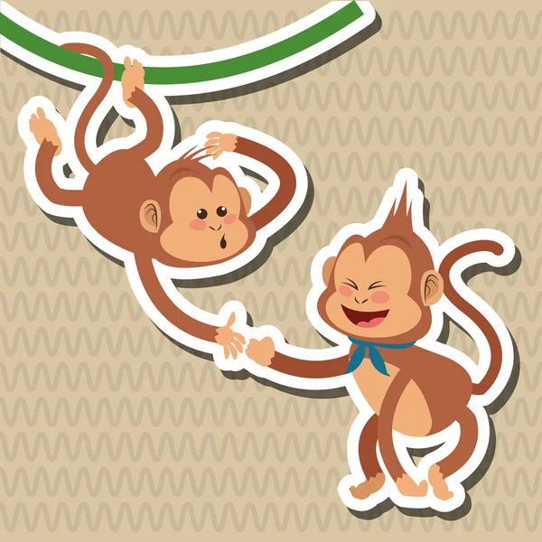 Concepção de macaco, animal e desenho animado — Vetor de Stock