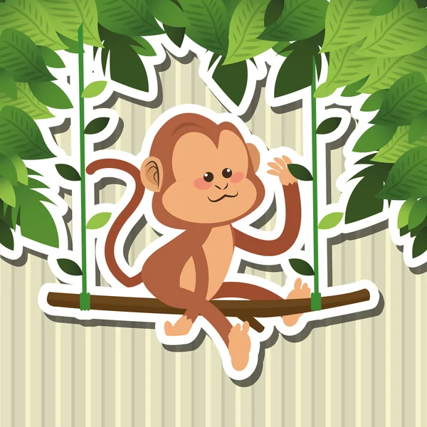 Conception de singe, concept animal et dessin animé — Image vectorielle