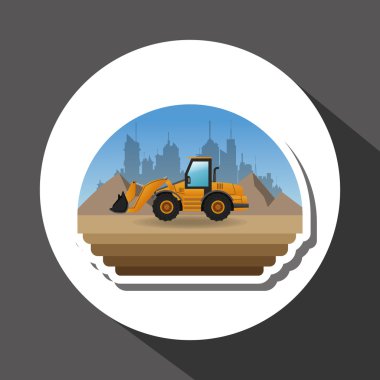 İnşaat tasarım altında. kamyon kavramı. onarım kutsal kişilerin resmi, vektör çizim