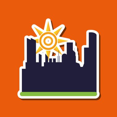 Güneş tasarlayın. Şehir simgesi. Yaz konsepti