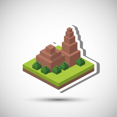 İzometrik tasarım. Doğa simgesi. Eko kavramı, vektör çizim