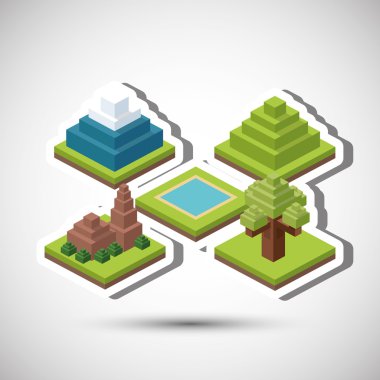 İzometrik tasarım. Doğa simgesi. Eko kavramı, vektör çizim