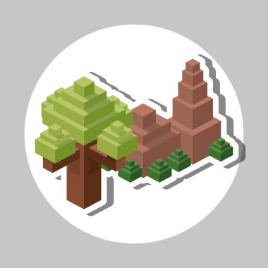 İzometrik tasarım. Doğa simgesi. Eko kavramı, vektör çizim