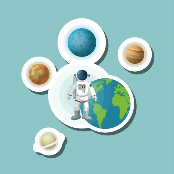 Señal de astronauta. concepto de espacio. icono del cosmos, ilustración vectorial — Vector de stock