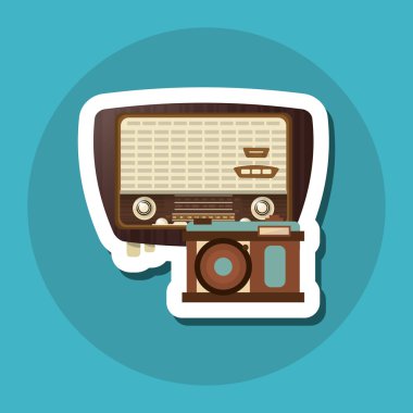 renkli retro radyo tasarım, vektör çizim