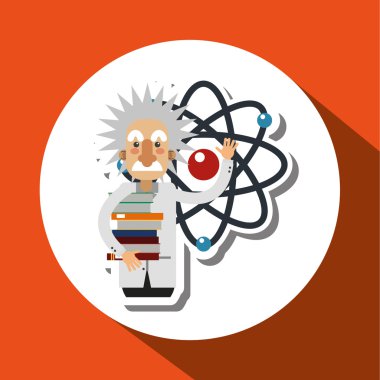 Beyaz arka plan üzerinde renkli atom simgesi