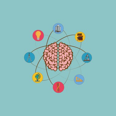 Beyaz arka plan üzerinde renkli atom simgesi