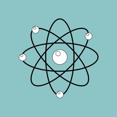 Beyaz arka plan üzerinde renkli atom simgesi