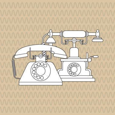 Düz resimde vintage telefon tasarım hakkında