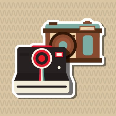 Düz resimde vintage fotoğraf makinesi tasarım hakkında