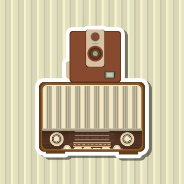 Düz resimde vintage teknoloji tasarım hakkında